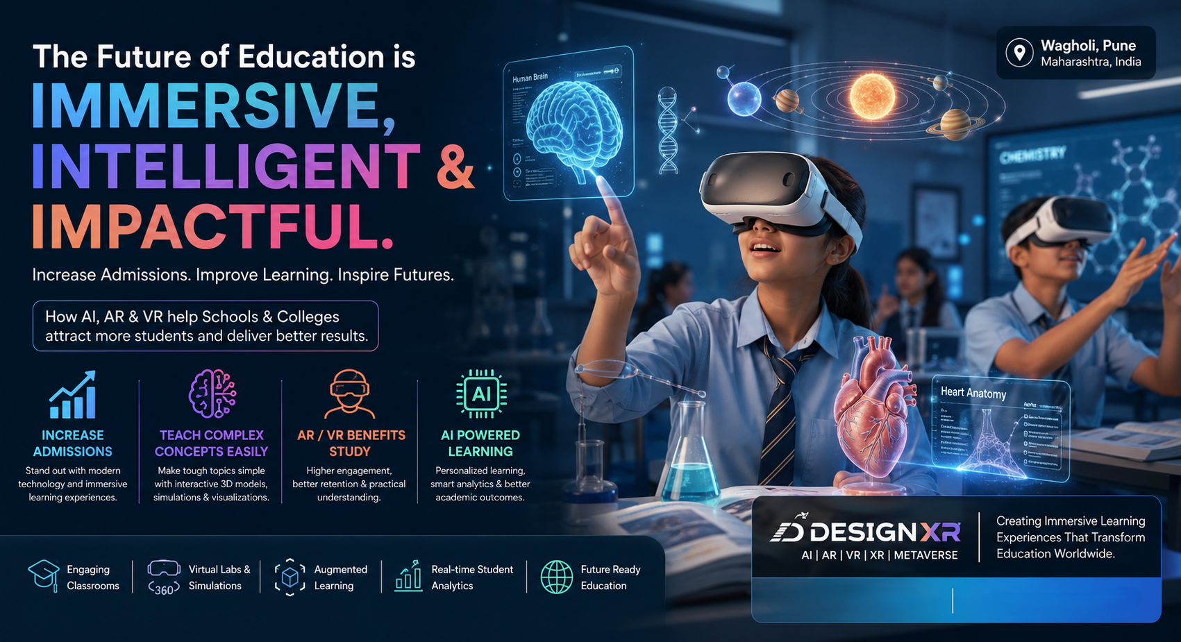Students using VR and AR for immersive learning in classroom